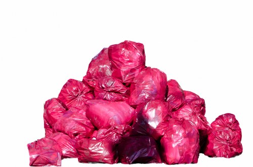 Various types of waste being sorted for removal