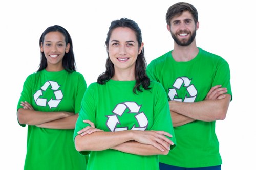 Residents participating in recycling services
